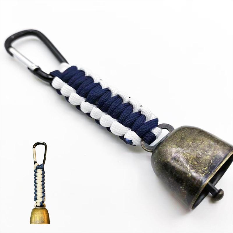 Liebste 熊よけ鈴 編み込み パラコード 真鍮 軽量 登山 キャンプ用 くまよけ鈴 小型軽量 熊よけベル 熊よけグッズ 登山 (単品, 青白)