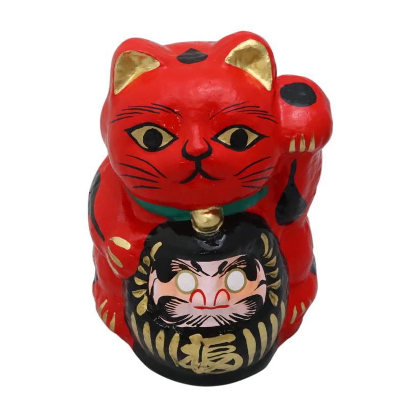 日本製 福 ダルマ 猫 カラー（大）