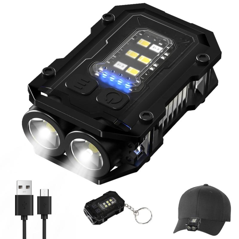 CHAMCHOI ミニライト 小型 キーライト 充電式 ミニLED 軽量 800mAh 2つの光源 8つ点灯モード 300ルーメン IPX5防水 Type-C充電式 クリップオン 磁気 高視認性 犬 散歩 ランニング キャンプ ウォーキン