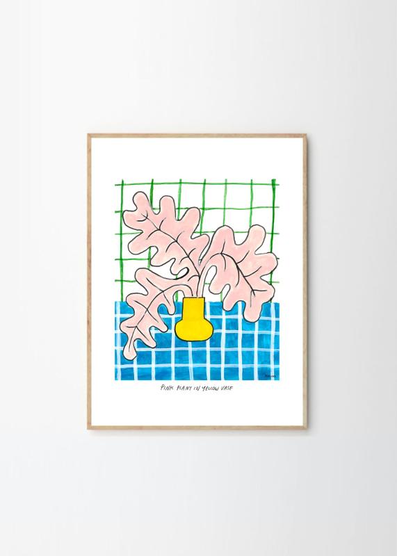 THE POSTER CLUB ポスタークラブ Pink Plant in Yellow Vase 50×70cm Madelen Mollard