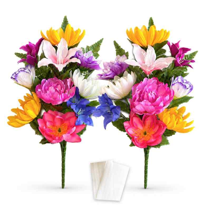 造花 はなこ 【 お供え 造花 】 お墓 墓用 墓花 仏壇用 仏花 仏壇 仏壇花 2束組 Ver.ml-y