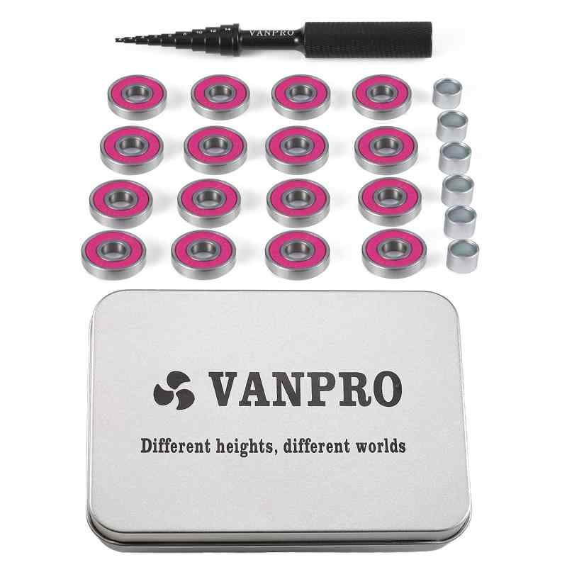 Vanpro スケートボード 608RS ベアリングスーツ,ダブルメタルシールド深溝玉ベアリング8x22x7mm(Snow gray, Pack of 16)