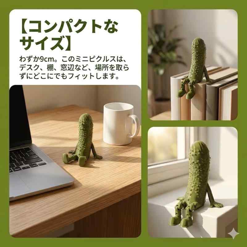 【癒し系】キュウリ 置物 面白い 雑貨 デスク インテリア オブジェ 卓上装飾 おしゃれ プレゼント 誕生日 お祝い ギフト 面白いピクルス 卓上デコレーション クリエイティブな座り姿の小さ auroravision-10291384 オーロラビジョン サンプル画像2