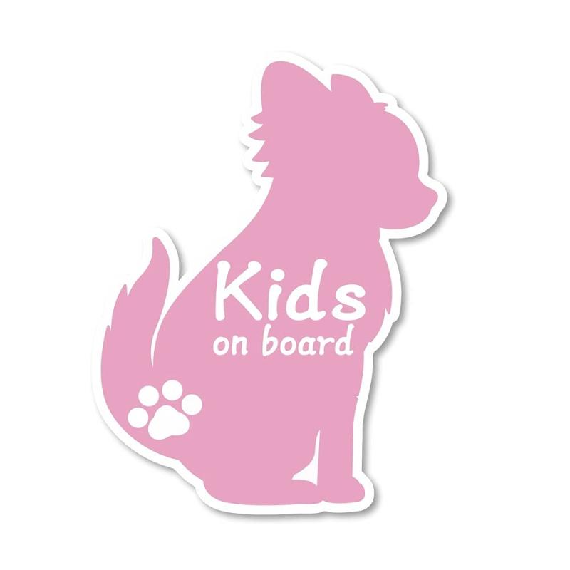 SignStore チワワのシルエットステッカー Baby on board 約14.5cm×11cm マルチカラー ビニール 日本製 防水加工 car_character_08_Kids