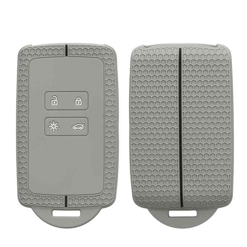 kwmobile シリコン製車のキーケース 互換性ありRenault 4-ボタン 車のキー Smart Key (Keyless Go 対応機種のみ) 用 - ハニカムデザイン キーケース - 黒色 / 黄色