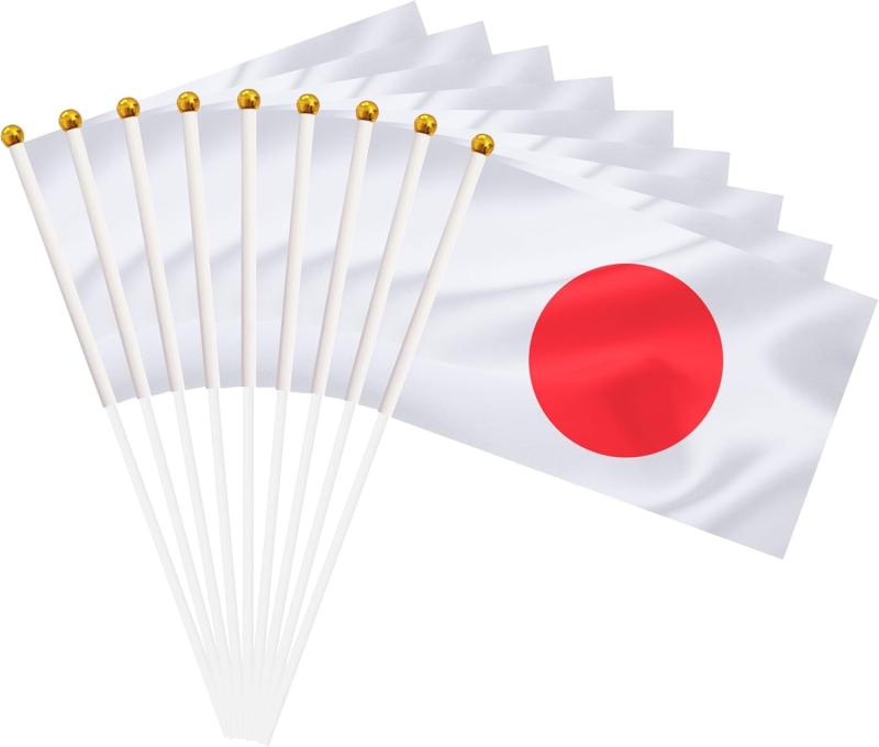 Difounmas 国旗 手旗 ミニフラッグ ミニ手旗 10本セット フラッグサイズ 28x20cm 体育 競技 観戦 代表応援用 文化祭 装飾 パーティ運動会用