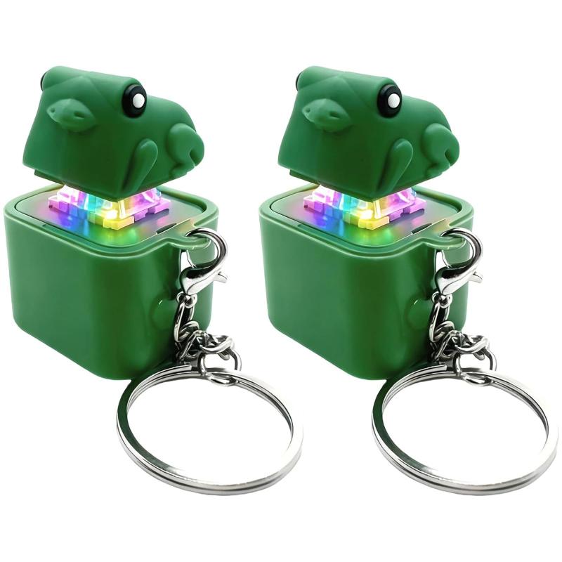 Refoiner LEDライト付き メカニカルキーボード キーホルダー 2点セット USB充電式 音と光る カエル アヒル トカゲ 手遊び スクイーズ おもちゃ ストレス解消 暇つぶしグッズ バッグチャーム auroravision-10318216 オーロラビジョン サンプル画像2