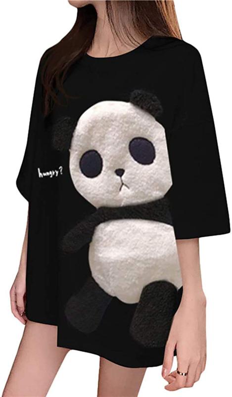  tシャツ レディース 半袖 ゆったり カットソー パンダ柄 可愛い ティーシャツ カジュアル おしゃれ トップス 夏 韓国風 BF風 原宿系