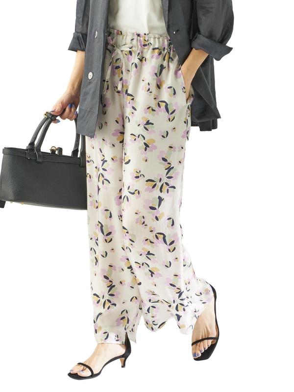  SHIPS for women パンツ 手洗い可能 IPEKER プリント ワイド パンツ レディース 313122250