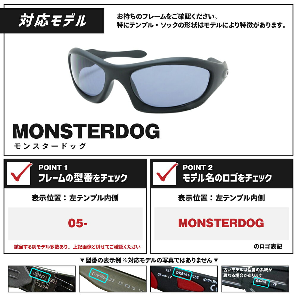 オークリー サングラス 交換レンズ モンスタードッグ OAKLEY MONSTERDOG LENS ZERO TECH BASE製 互換レンズ 紫外線カット 偏光レンズ