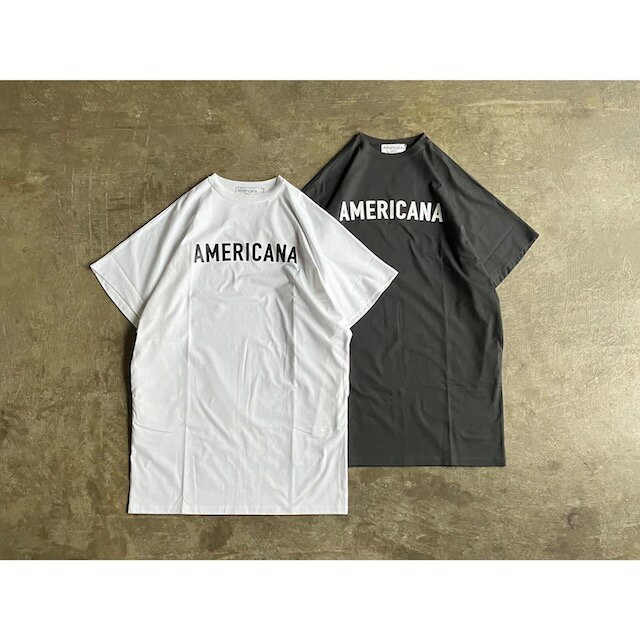 楽天AUTHENTIC Life Store【AMERICANA】 アメリカーナ High Gauge Cotton Wide Sleeve Tunic Print Tee With Seam Pocket style No.BRF-M-685A