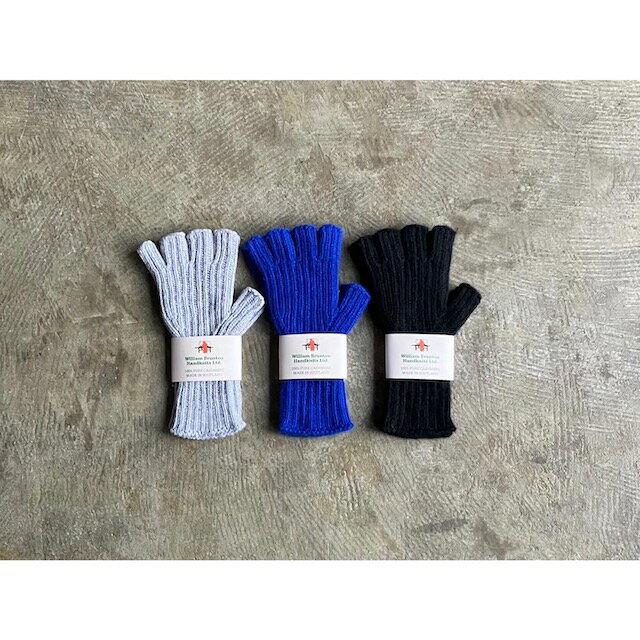 【William Brunton】 ウィリアム ブラントン 3Ply Cashmere Rib Fingerless Glove style No.WB-2306