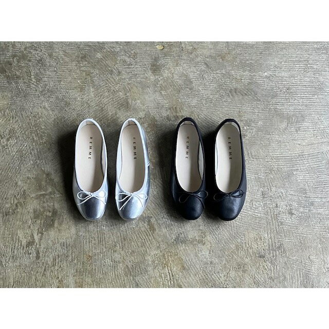 【REMME】 レメ Sheep Skin Leather Round Toe Pumps PLATA&NEGRO ZH-ZARAGOZA-CO/CE