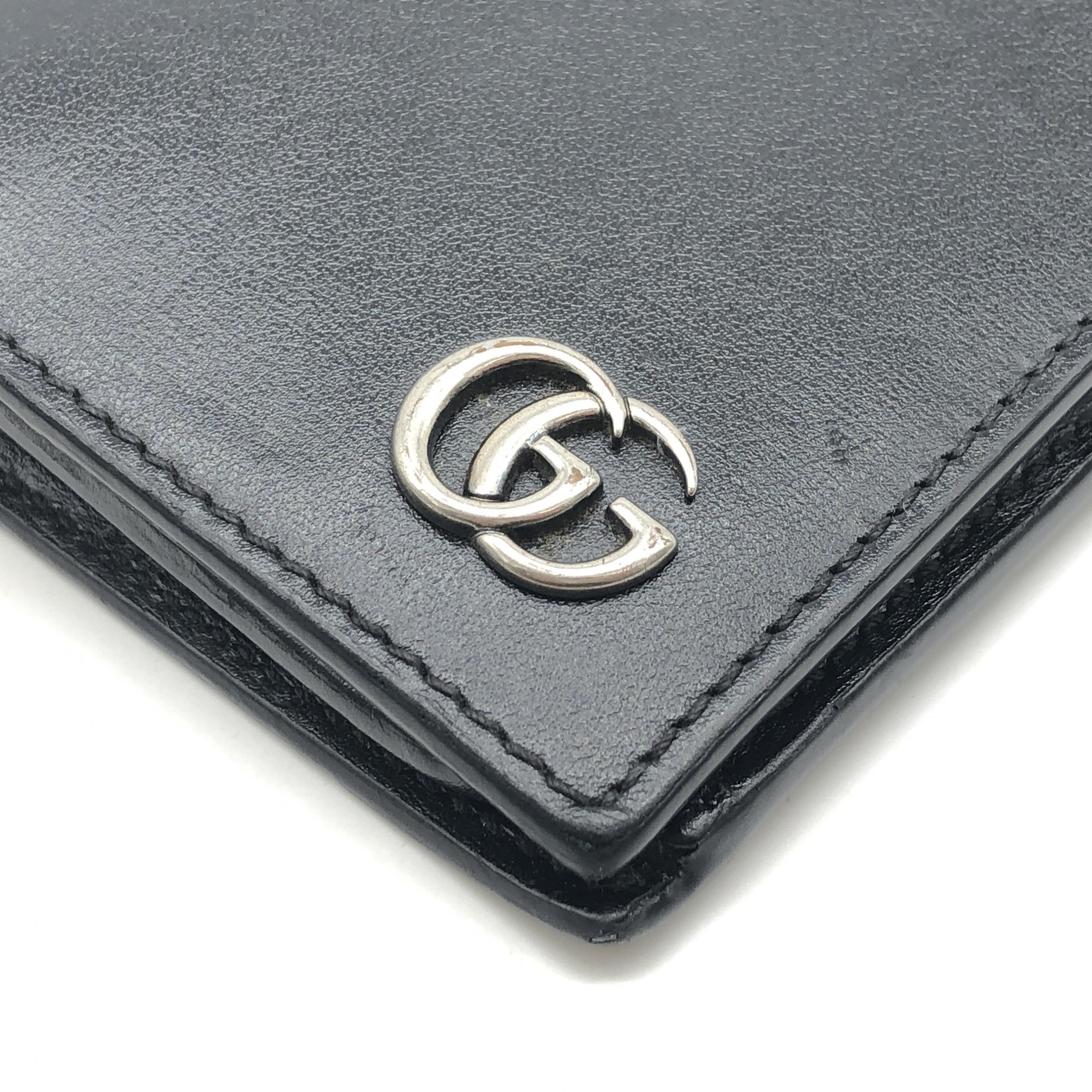 グッチ Gucci GG マーモント ロングウォレット 長財布 ブラックレザー【中古】