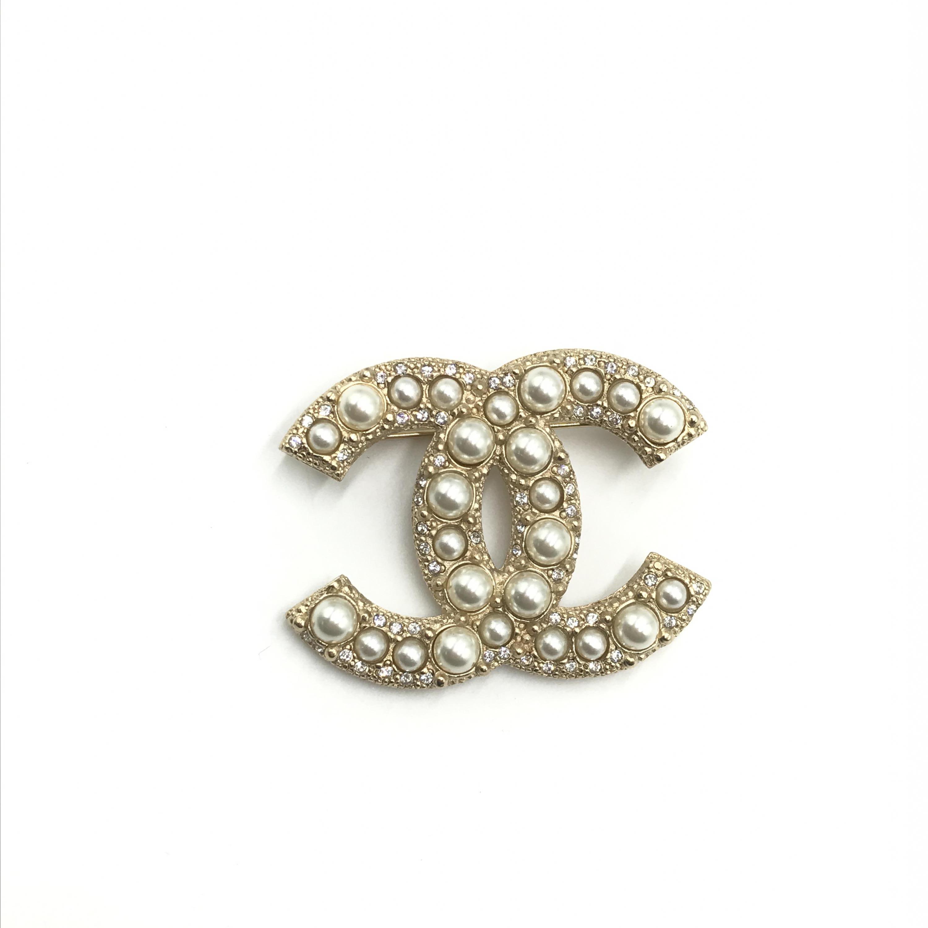 シャネル CHANEL ブローチ ココマーク ラインストーン パール ゴールド 極美品 【中古】のサムネイル