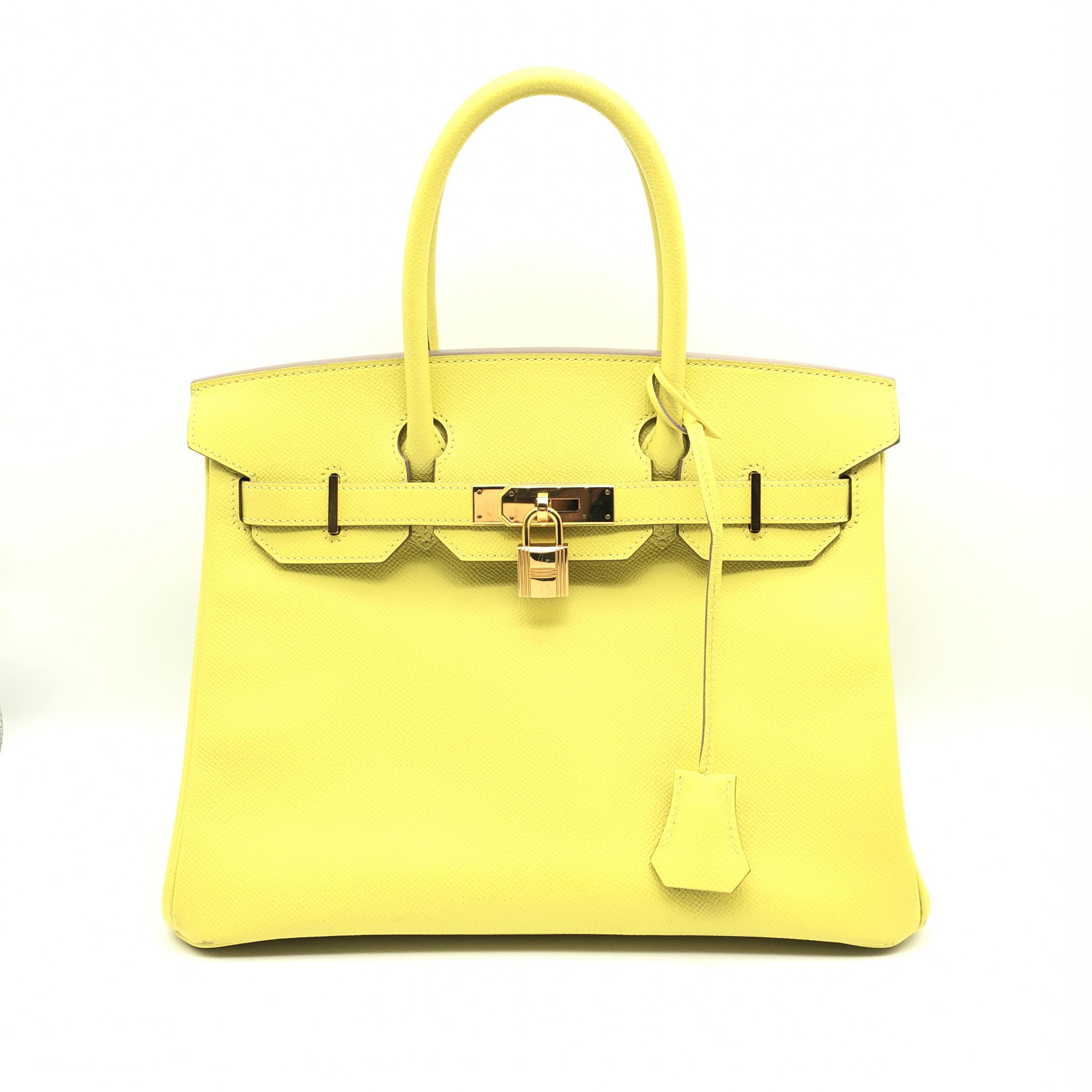 【中古】 HERMES エルメス バーキン 30 エプソン イエロー系 ゴールド金具 ハンドバッグ Y刻印 バーキン30 レディース 本革 バーキンバッグ Birkin 30cm バック ブランドのサムネイル
