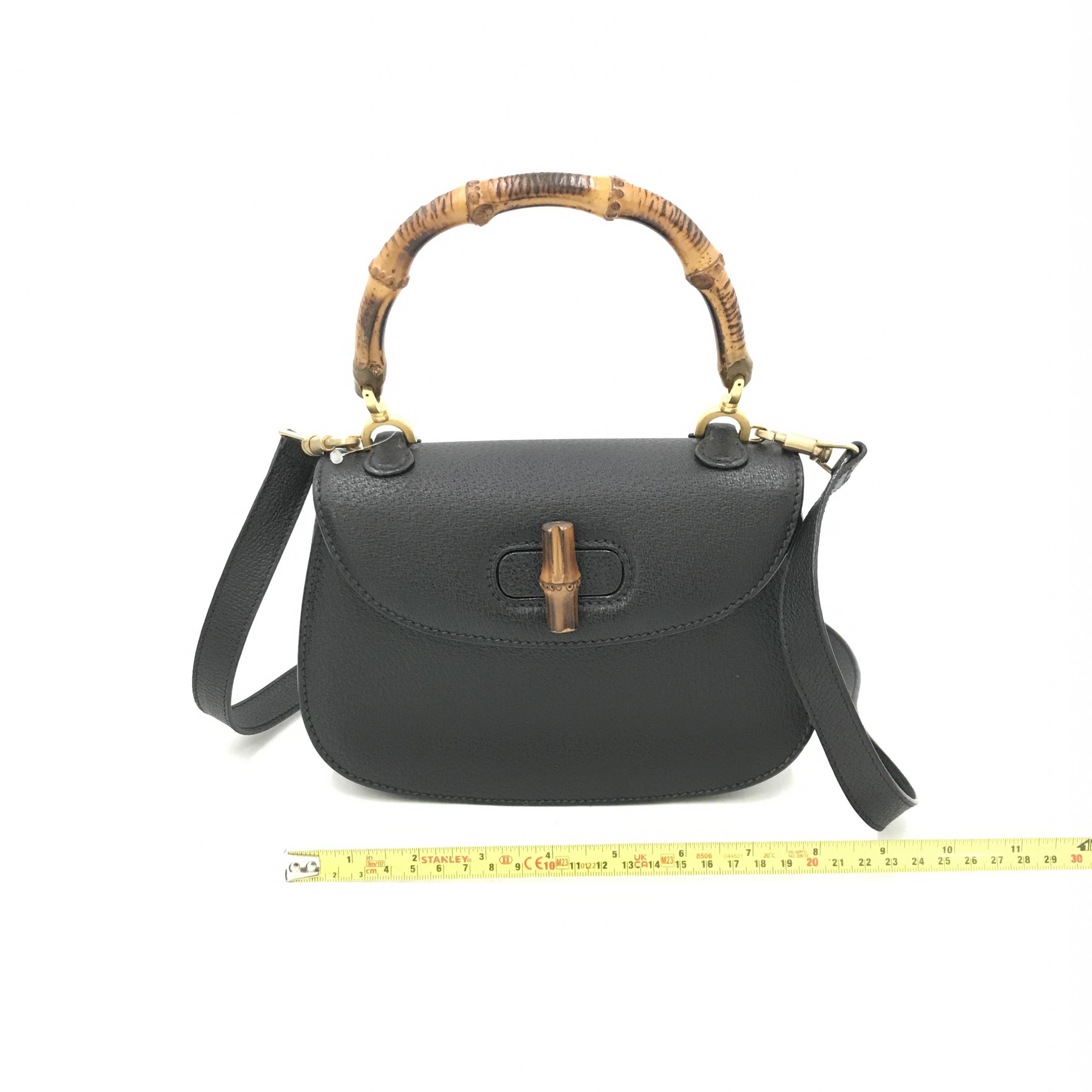 グッチ Gucci ヴィンテージ バンブートップハンドル ショルダーバッグ　レザー【中古】