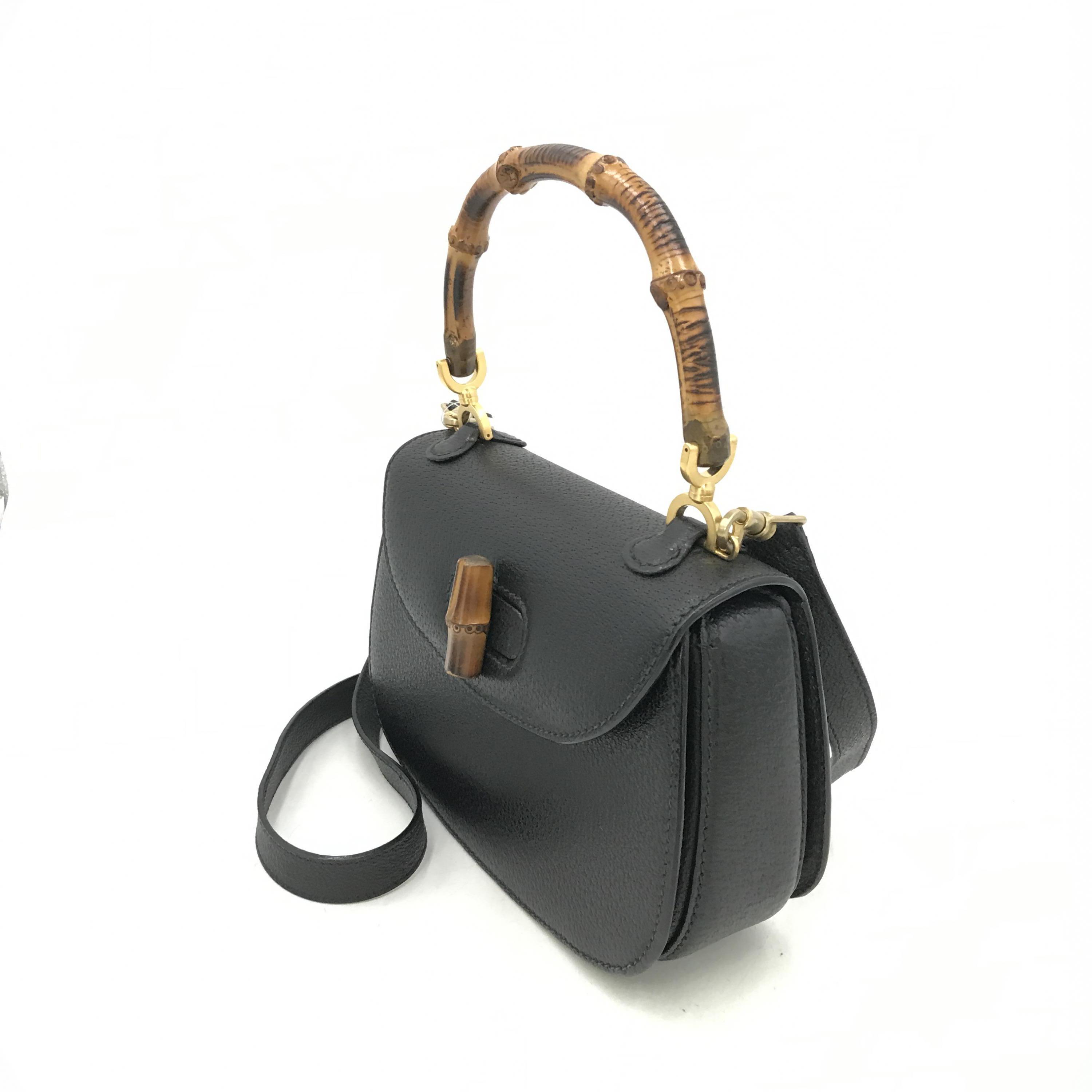 グッチ Gucci ヴィンテージ バンブートップハンドル ショルダーバッグ　レザー【中古】