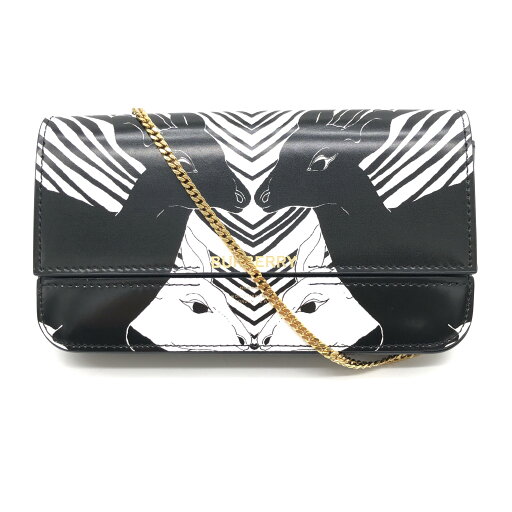 バーバリー Burberry ディアプリント カミーユ チェーンショルダーバッグ チェーンウォレット カーフスキン ブラック【中古】 バーバリー Burberry ディアプリント カミーユ チェーンショルダーバッグ チェーンウォレット カーフスキン ブラック【中古】