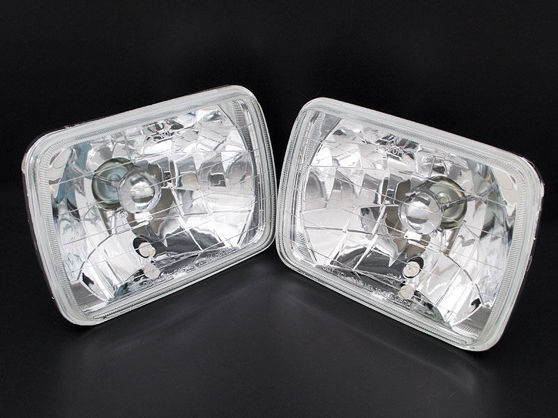ガラス製 2灯角型ヘッドライト LEDポジション付き 2個セット サニー 310角目