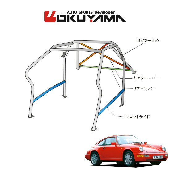 OKUYAMA オクヤマ OKUYAMA ロールバー スチール製 ポルシェ 911 964 左ハンドル [11P/No.14/2名] ダッシュボード逃げタイプ ※個人宅への配送不可、送料注意