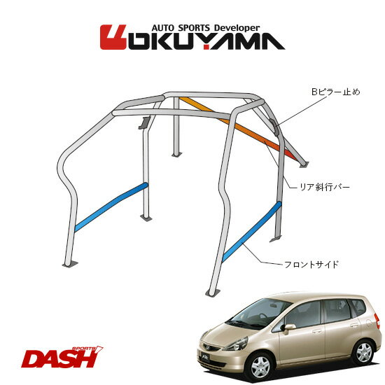 OKUYAMA オクヤマ DASH ロールバー スチール製 フィット GD3 [9P/No.12/2名] ダッシュボード逃げタイプ..