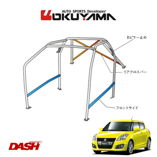 OKUYAMA オクヤマ DASH ロールバー スチール製 スイフトスポーツ ZC32S [10P/No.20/2名] ダッシュボード貫通タイプ ※個人宅への配送不可、送料注意