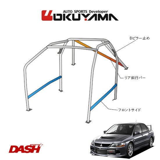 OKUYAMA オクヤマ DASH ロールバー スチール製 ランサーエボリューションVII-IX CT9A [9P/No.12/2名] ダッシュボード貫通タイプ ※個人宅への配送不可、送料注意