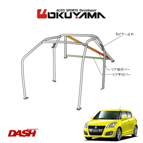 OKUYAMA オクヤマ DASH ロールバー スチール製 スイフトスポーツ ZC32S [8P/No.10/2名] ダッシュボード貫通タイプ ※個人宅への配送不可、送料注意