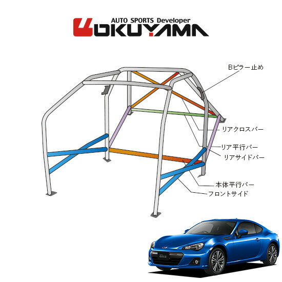 OKUYAMA オクヤマ DASH ロールバー スチール製 BRZ ZC6 内装付車 [16P/No.18/2名] ダッシュボード貫通タイプ ※個人宅への配送不可、送料注意