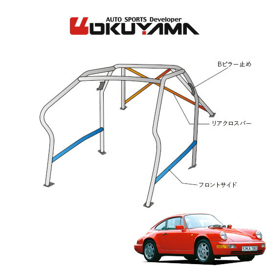 OKUYAMA オクヤマ OKUYAMA ロールバー スチール製 ポルシェ 911 964 左ハンドル [10P/No.20/2名] ダッシュボード逃げタイプ ※個人宅への配送不可、送料注意