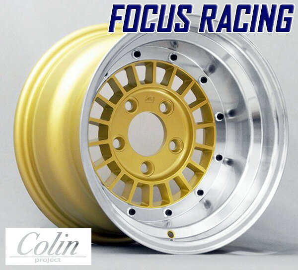 COLIN PROJECT 旧車ホイール フォーカスレーシング スポーク GOLD 14×8.0J 5H PCD114.3 -13 4本購入で送料無料
