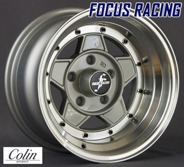 COLIN PROJECT 旧車ホイール フォーカスレーシング ファイブ シルバー 14×8.0J 5H PCD114.3 -13 4本購入で送料無料