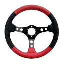 【即納】SUPER A 本革巻ステアリングホイール 丸穴 35Φ 45mmディープコーン レッド/ブラック