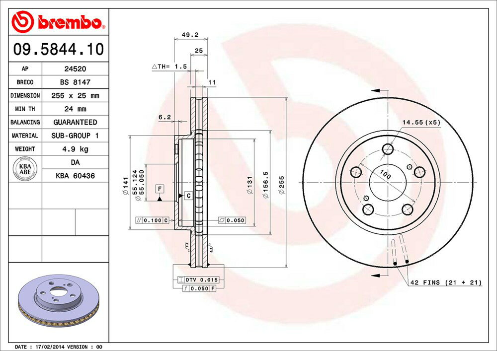 brembo ブレンボ ブレーキローター フロント用 カリーナ AT211 H8.8〜H13.12 送料:全国一律無料