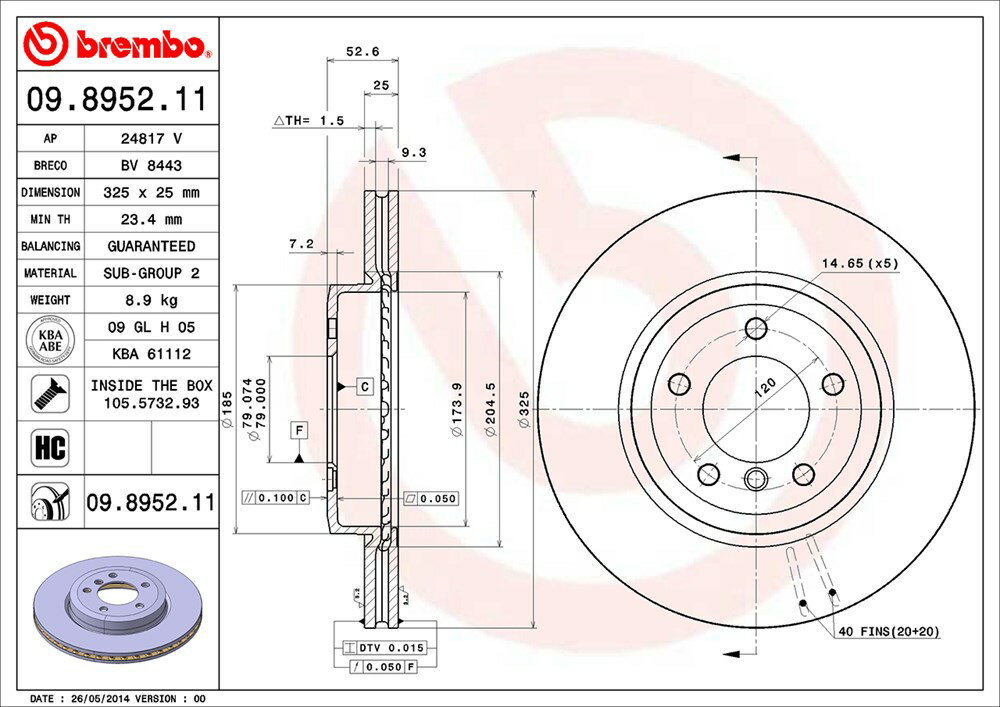 brembo ブレンボ ブレーキローター 1台分セット BMW 3シリーズ (E46) AV30 H12.8〜 330Ci カブリオレ 送料:全国一律無料