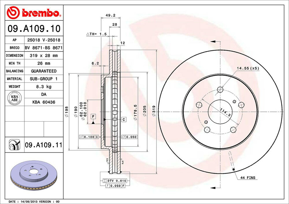 brembo ブレンボ ブレーキローター 1台分セット ハリアーハイブリッド MHU38W H17.3〜H25.12 送料:全国一律無料