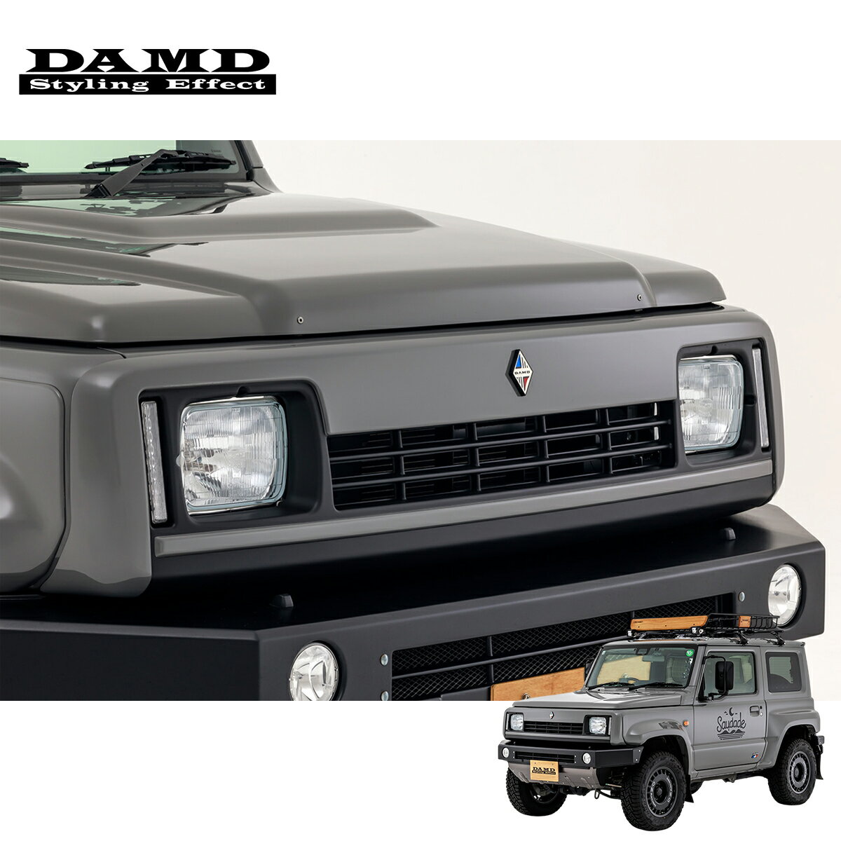 DAMD ダムド 【JIMNY SIERRA saudade】 フロントグリル 未塗装品素地 ジムニーシエラ JB74W 2018.7～ 1-4型 個人宅配送不可 離島は要確認