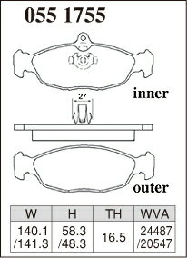 DIXCEL ディクセル ブレーキパッド Mタイプ リア用 ジャガー XJ12 (X300) JLSA H6.10〜H9.9 V12 6.0L 車台No.720125〜812255 ※北海道・沖縄・離島・同梱時は送料別途