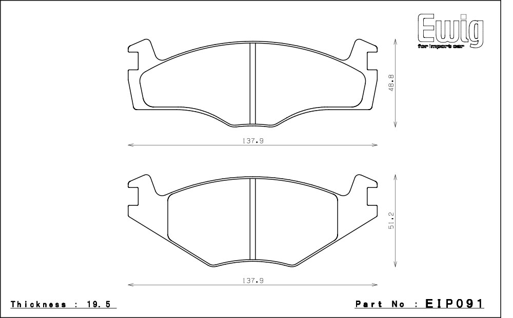 ENDLESS エンドレス ブレーキパッド Ewig CC43(N35S) フロント用 フォルクスワーゲン ジェッタ S59〜H4 1.3/1.6L EIP091CC43 送料(税別):本州・北海道は無料 沖縄・離島は1000円