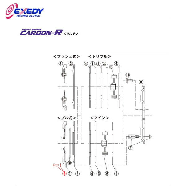 EXEDY エクセディ BS05 カーボンRマルチ ZM012SBMC1 (9)BOLT SET RX-7 FC3S 送料:法人宛は全国一律無料