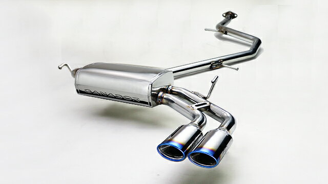 GANADOR マフラー PASION プリウス DAA-ZVW55 H27/12-H30/12 2ZR-FXE 4WD [モデリスタ ICONIC リヤスカート付専用] 右ダブル出し ブルー発色 個人宅配送不可 沖縄・離島は要確認