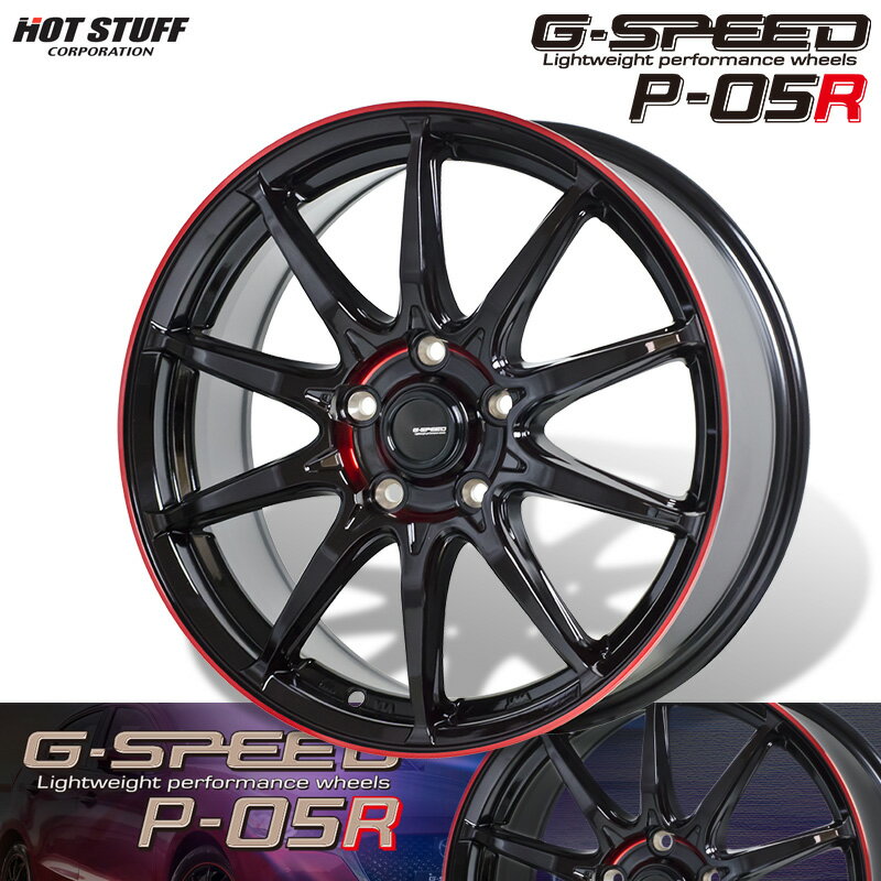 HOTSTUFF GXs[h P-05R 16~6.5J 5H PCD114.3 +48 ubNbhNA (BK/RED) 4{wőI ڍׂ͑\mFB