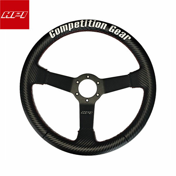 【納期5-6月予定】HPI スポーツステアリング ブラックカーボン調PVC 赤ステッチ Φ330mm