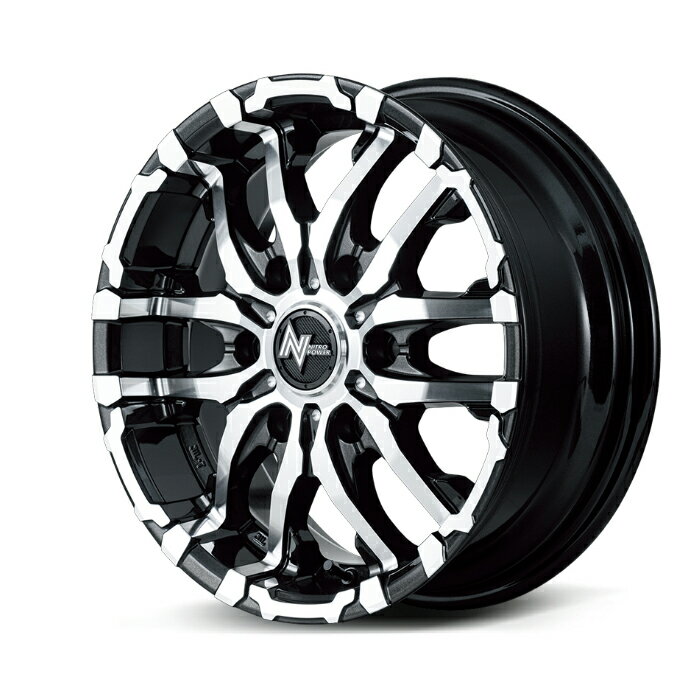MID NITRO POWER M26 CROSSFANG アルミホイール1本 16x6.5J 6H PCD139.7 +38 (エムニーロククロスファング ブラックメタリック/ミラーカット) ナイトロパワー 4本購入で送料無料