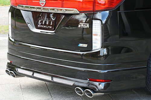 M'z SPEED リアアンダースポイラー(マフラー4本出し用) 未塗装 FRP エルグランド PE52 PNE52 TE52 TNE52 H22.8～H26.3 ハイウェイスター MC前 グレースライン 3082