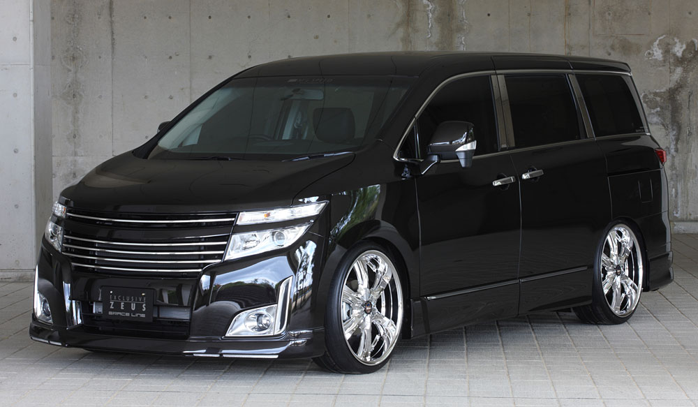 M'z SPEED 2点キット(マフラー4本出し用) ファントムブラック (GAE) FRP エルグランド PE52 PNE52 TE52 TNE52 H22.8〜H26.3 ハイウェイスター MC前 グレースライン 3082