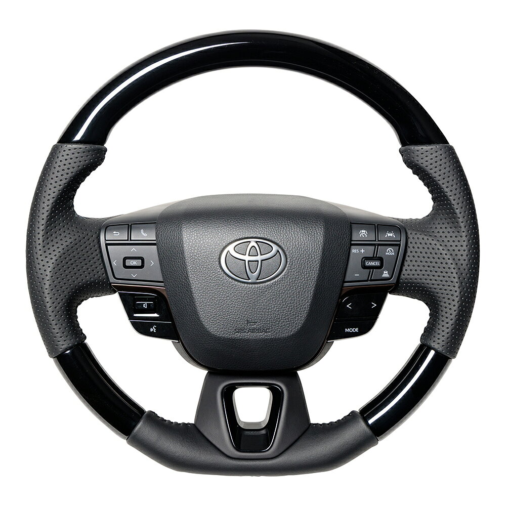 車メーカーTOYOTA車種アルファード型式AAHH40W AAHH45W AGH40W AGH45W年式2023年6月～適合備考※ステアリングタッチセンサー装備車装着不可品番H40-PBW-BKシリーズオリジナルシリーズカラーピアノブラック(ブラックステッチ)仕様ソフトDシェイプ / ガングリップ【ご注意ください】ステアリングタッチセンサー装備車装着不可注意事項純正ステアリングにタッチセンサーが内臓されている場合、この商品に交換する事はできません。この商品にエアバッグやパドルシフト、スイッチ、カバー類は付属しておりません。純正品を再使用してください。ステアリング交換に際し、バッテリーマイナスターミナルを脱着することにより、ステアリングセンサ舵角中立点記憶など、 交換作業後に調整・初期化・登録が必要な作業が発生する可能性があります。純正ステアリングがステアリングヒーター付きの場合、この商品に交換するとステアリングヒーターは作動しません。フレーム(骨組み)部分は車種別専用設計品ではありますが、車種別個体差と商品個体差によっては、ステアリングが水平位置より回転方向に対して若干傾く場合がございます。 このような場合は、車両側のタイロッドの調整により補正を行って下さい。また、その費用につきましては、お客様にてご負担下さいますようお願いいたします。ご注文について※ お客様の見落としや確認ミスでのキャンセル・交換・返品は一切お受けできません。※ 商品画像は代表車種の物です。車種毎に形状は異なります。※ 適合情報は随時更新しておりますが、告知なくメーカー側にて更新される場合がございますので、必ずご注文前にメーカー適合表にて最新の適合表をご確認頂ますようお願い致します。納期についてメーカー在庫があれば3～4日営業日、欠品時は1ヶ月～お時間がかかります。お急ぎの場合はご注文前に必ず在庫確認をお願い致します。※納期が遅い等によるキャンセルは一切お受けできません。レアル ハンドル 純正交換タイプ