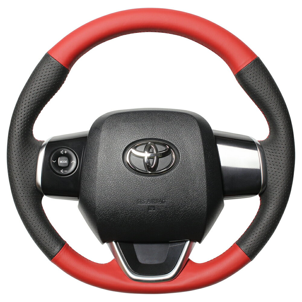 REAL レアル ステアリング レッド&ブラックオールレザー (レッド×ブラック ユーロステッチ) ヴィッツ KSP130 NCP131 NHP130 NSP130 NSP135 2010年12月〜2020年3月 ※G's含む・Fグレード除く