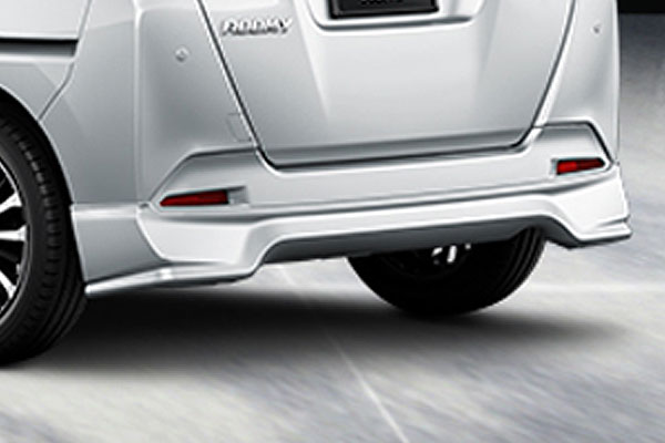 TRD GRリヤバンパースポイラー パールホワイトIII ルーミー M900A M910A 20/9〜 除くリヤアンダーストライプ(メッキ調)(純正用品)、リヤリフレクターガーニッシュ(メッキ)(純正用品)、リヤフォグランプ(純正用品)、マッドガード(リヤセット)(純正用品)付車